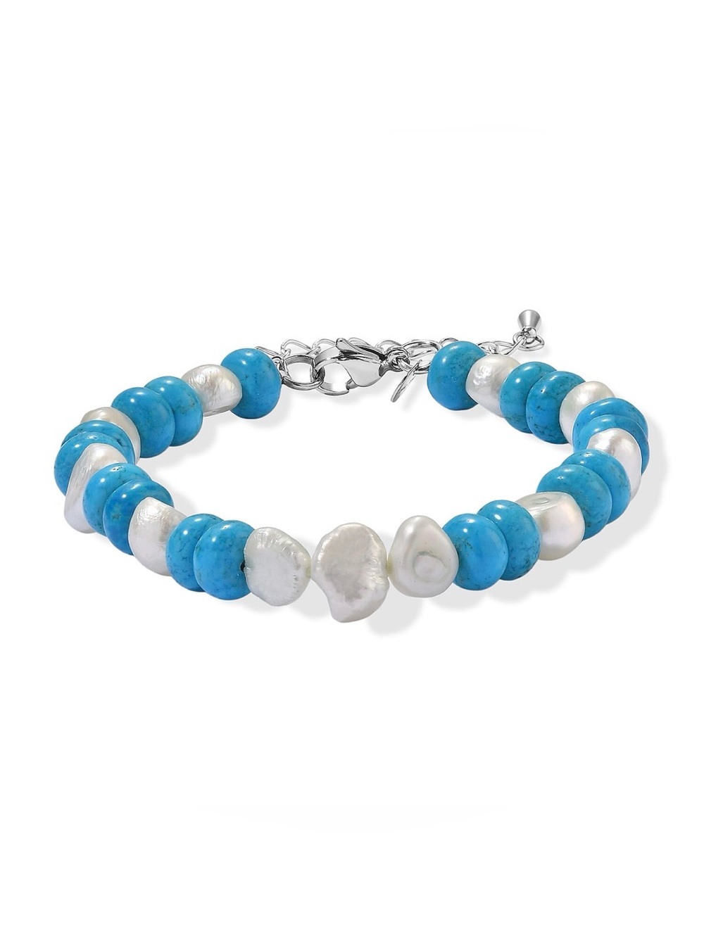 Magnesite & White Pearl Beaded Bracelet
